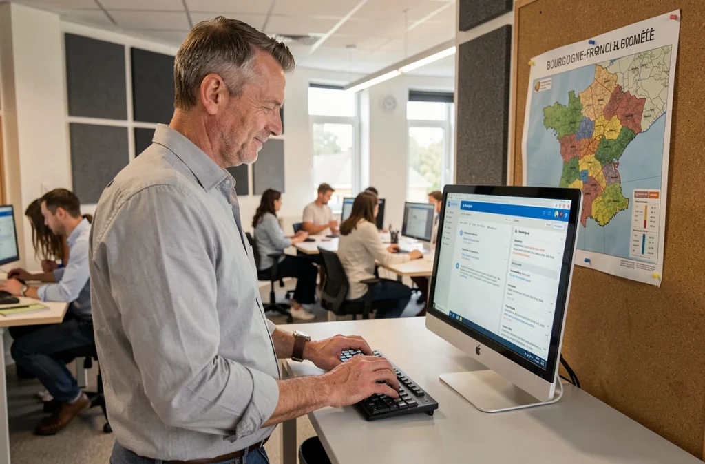 Administrateur scolaire gérant ses emails éducatifs sur le webmail de l'académie de Dijon
